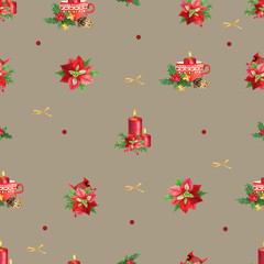Seamless Christmas pattern. Watercolor hand drawn
