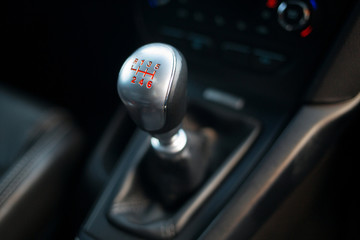 Manual gearbox handle stick in the car