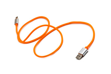 Micro USB wire on white background