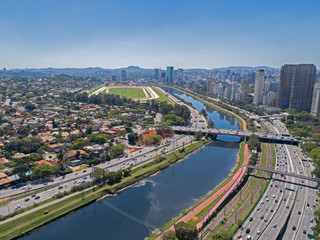 Fototapeta na wymiar Drone View from Sao Paulo City - Pinheiros Brazil
