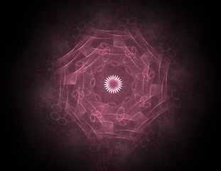 Lacy colorful clockwork pattern. Digital fractal art design. Abstract design of sacred symbols signs geometry. Designs of astrology alchemy magic. Geometric Spiral. Abstract Colorful Fractal Texture.