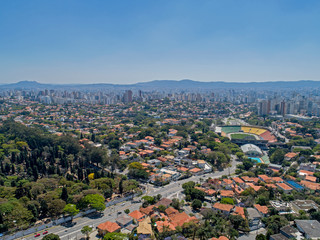 Drone View from Sao Paulo City - Pacaembu Brazil