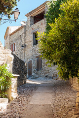 Fototapeta na wymiar Lurs France. 15 september 2018. Old street at the village of Lurs in Provence France.