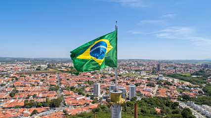 Drone View - Brazil Flag - Itu City SP - Brazil