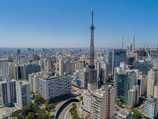 Drone View From Sao Paulo city - Consolacao - Brazil