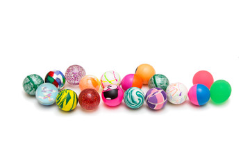 Children's toys on white background