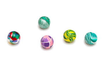 Children's toys on white background