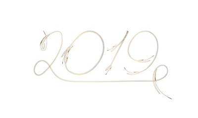 2019 Happy New Year. Golden Text. Vector illustration