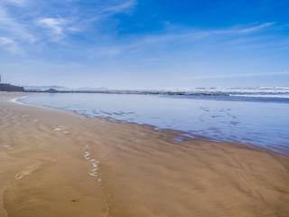 Sandy beach on the coast in Essaouira, Morocco