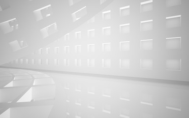 Abstract white interior of the future, with neon lighting. 3D illustration and rendering