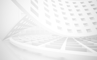 Abstract white interior highlights future. Architectural background. 3D illustration and rendering