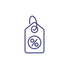 Discount tag line icon. Paper tag with percent mark on white background. Sale concept. Vector illustration can be used for topics like sale, shopping, discount