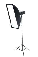 Modern lighting equipment on white background