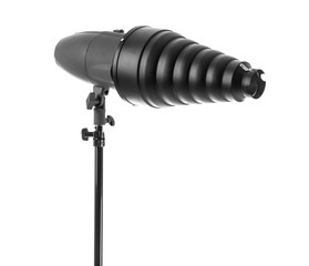 Modern lighting equipment on white background