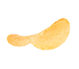 Naklejka na ściany i meble Tasty crispy potato chip on white background
