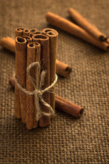 Tubes of cinnamon tied with a rope