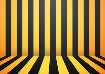 Black and Yellow Abstract stripe wall room background. Vector Illustration.