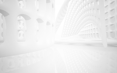 White smooth abstract architectural background whith gray lines . 3D illustration and rendering