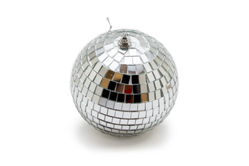 Mirror disco ball isolated on white background