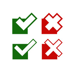 Green check mark and red cross icons