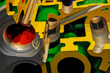 Machnine turbine rotor blades closeup