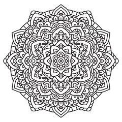 Black and white mandala vector isolated on white. Vector hand drawn circular decorative element.