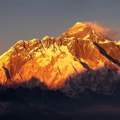 Crédence de cuisine en verre imprimé Lhotse Mont Everest Népal Himalaya montagnes coucher de soleil