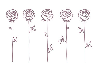 Rose. Stylized flower symbol. Outline hand drawing icon