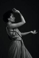 black and white dancing woman portrait - 237225204