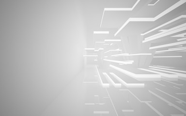 Abstract white interior highlights future. Architectural background. 3D illustration and rendering