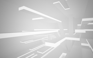 Abstract white interior highlights future. Architectural background. 3D illustration and rendering