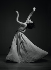 black and white dancing woman portrait