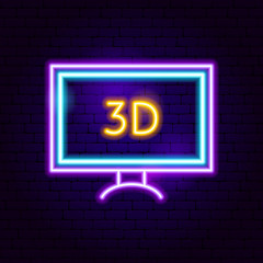 3D TV Neon Sign - obrazy, fototapety, plakaty