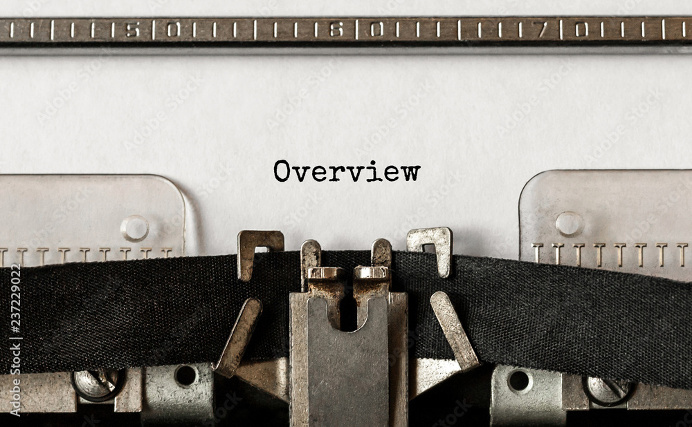 Poster text overview typed on retro typewriter