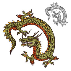 Obraz premium Japanese dragon tattoo design or religion mascot