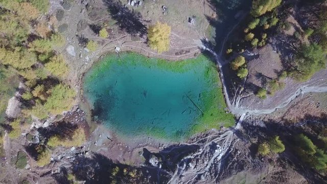 Lac Bleu (Blue Lake) in yellow larch forest