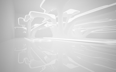 White smooth abstract architectural background whith gray lines . 3D illustration and rendering