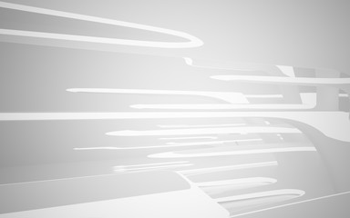 White smooth abstract architectural background whith gray lines . 3D illustration and rendering