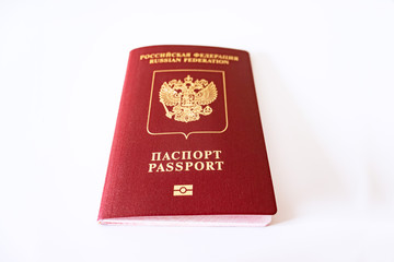 Russian international passport on white background