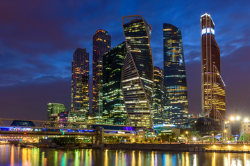 Night view of the business district in Moscow - Moscow International Business Center 