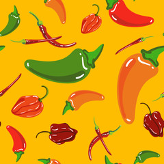 Vector Seamless Pattern of Jalapeno Peppers