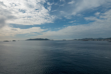The coast of the island of ibiza from a boat