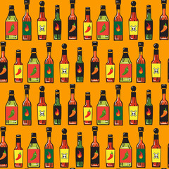 Vector Seamless Pattern of Hot Sauces