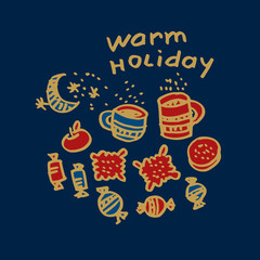 Christmas hand drawn greeting card vector template