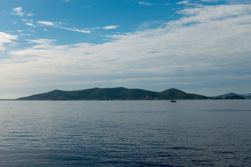 The coast of the island of ibiza from a boat