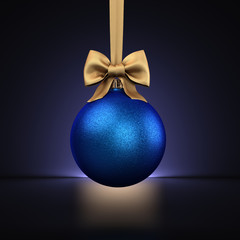 3D Rendering Blue Christmas Ball