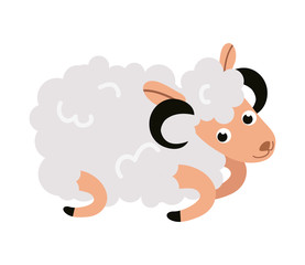 Christmas sheep cartoon character flat greeting card