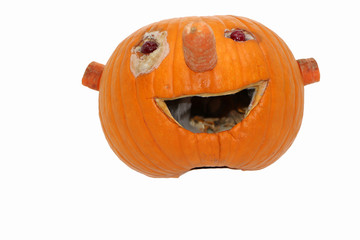 Health Concept - Halloween.pumpkin decorated for a healthy diet