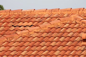 section of a terracotta roof