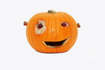 Health Concept - Halloween.pumpkin decorated for a healthy diet